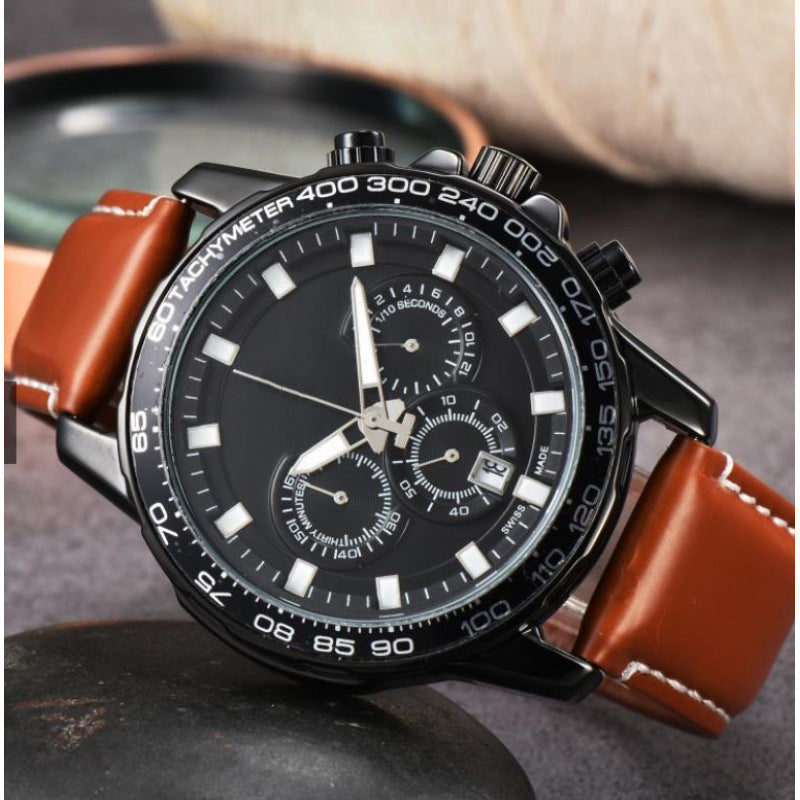 Men's Six-pin Full-function Quartz Watch