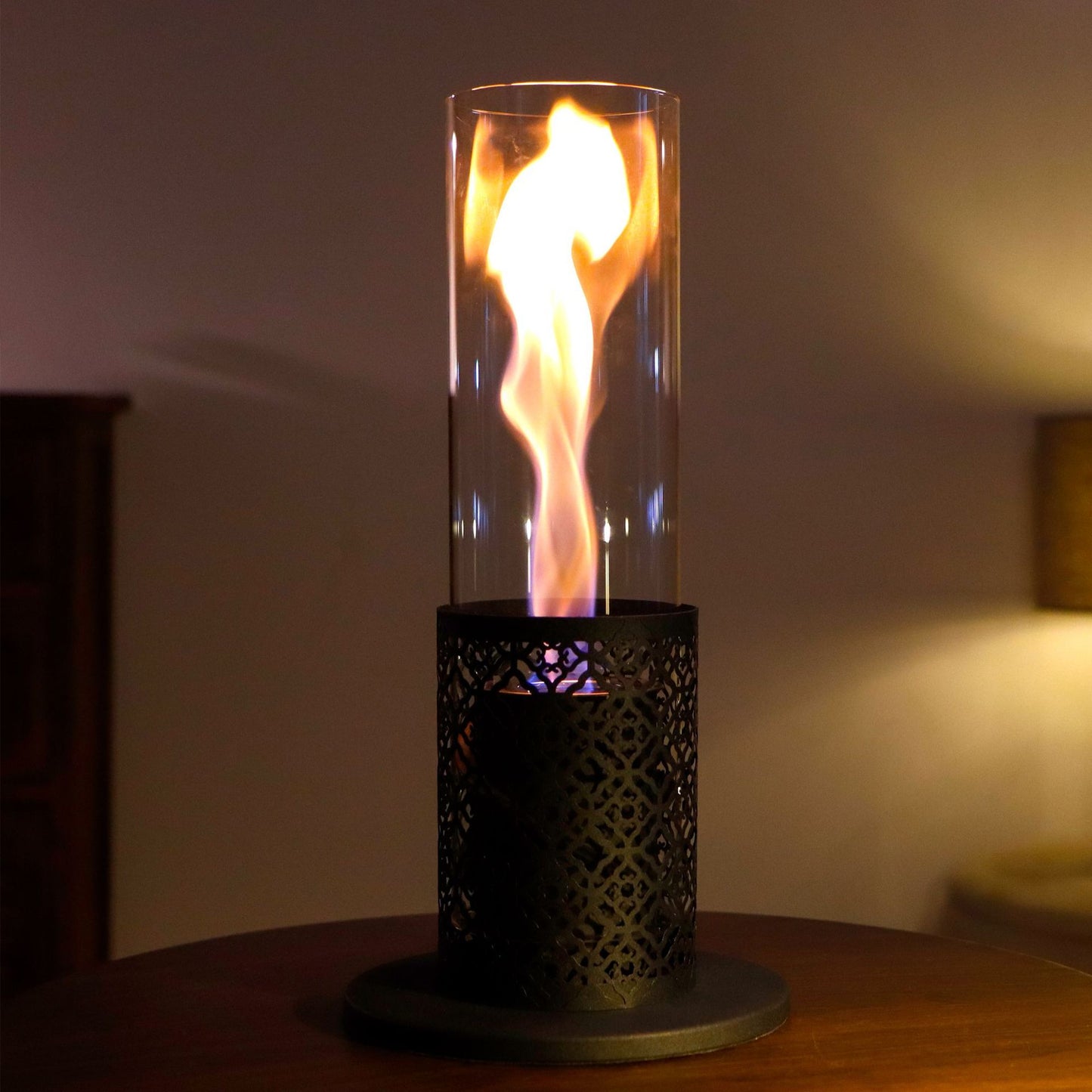 Cheminée circulaire petite torche enfichable flamme ouragan longue mèche lampe à alcool