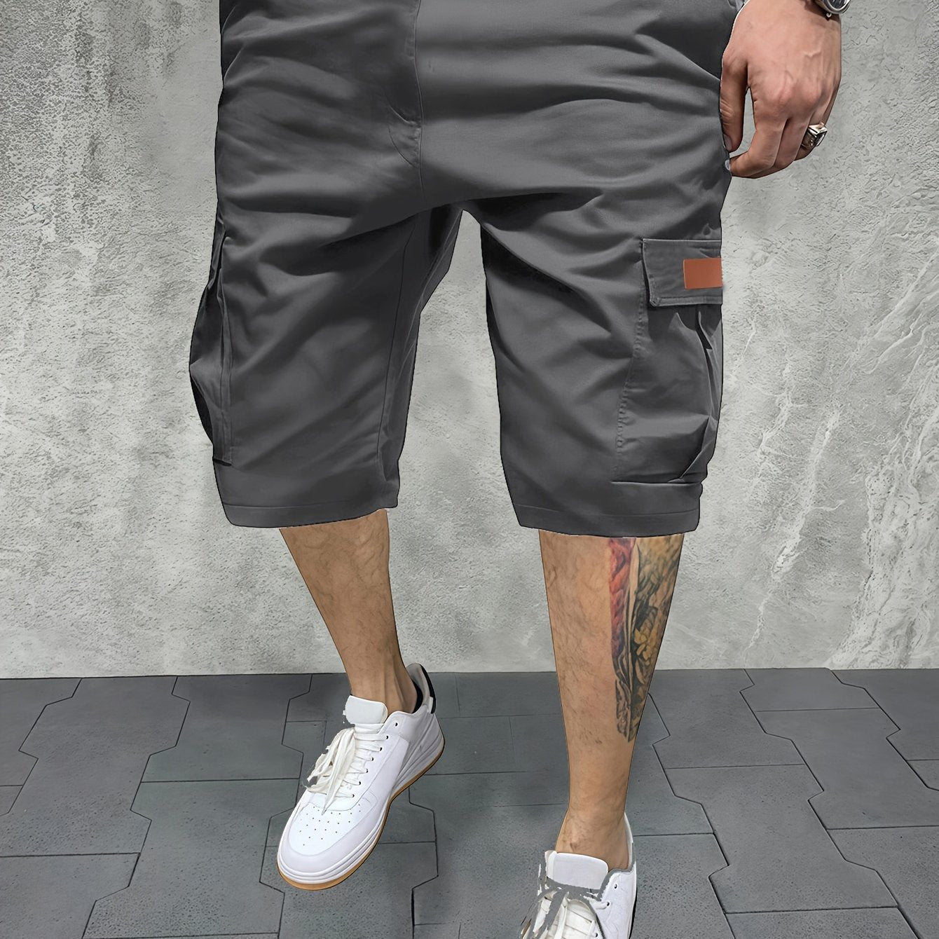 Pantalon de Travail d'Été pour Hommes Multi-Poches Polyester Non Extensible Shorts
