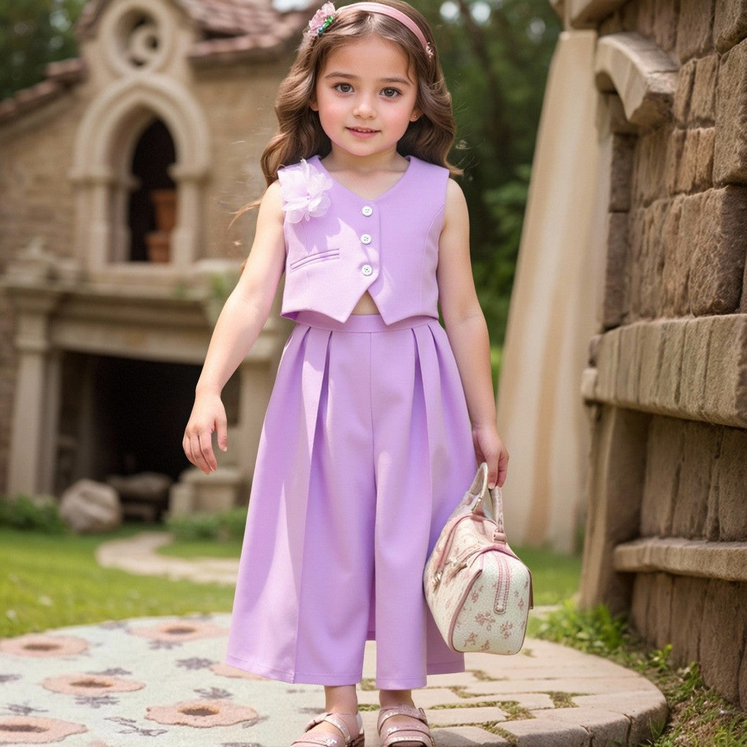Girls Sleeveless Vest Top & Shorts Two-Piece Set