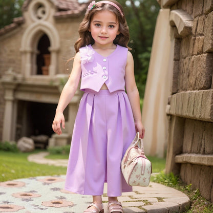 Girls Sleeveless Vest Top & Shorts Two-Piece Set
