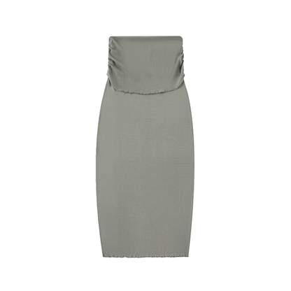 Dyed Washed Straight Hip-Hugging Slim Maxi Skirt