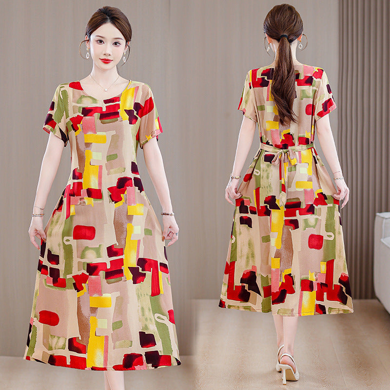 Women's Short Sleeve Cotton Floral Dress
