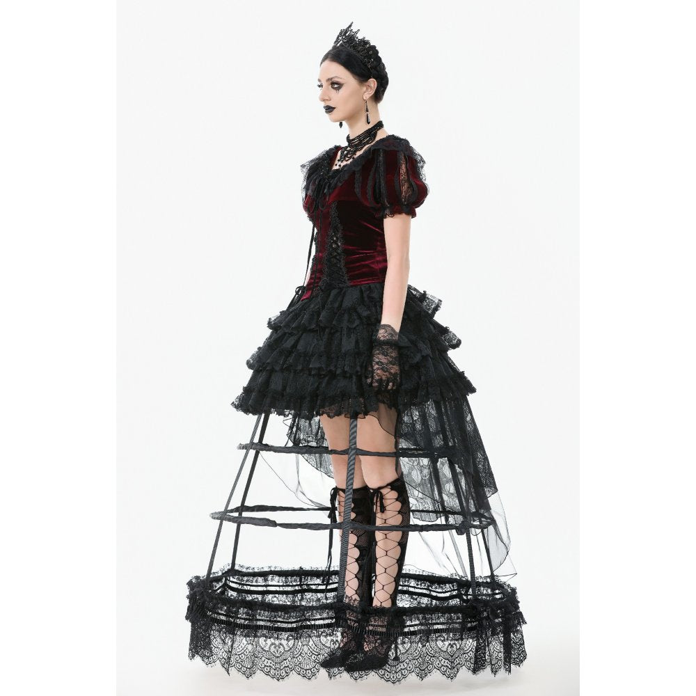 Jupe cerceau gothique Dark in Love avec dentelle noire