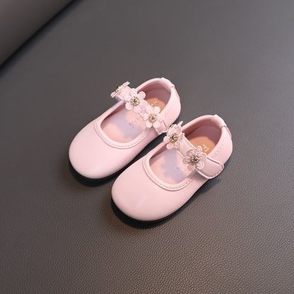 Girls Flower Soft Bottom Shoes