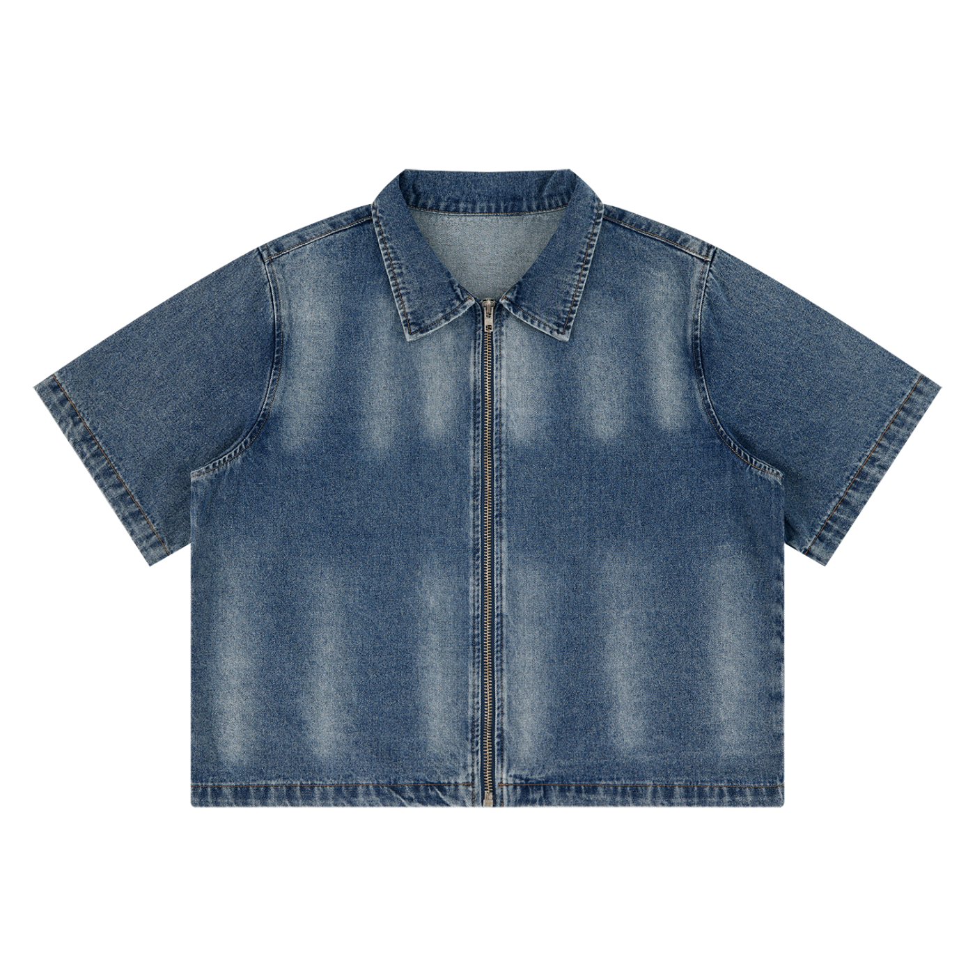 Unisex Vintage Washed Full-Zip Denim Shirt 285GSM