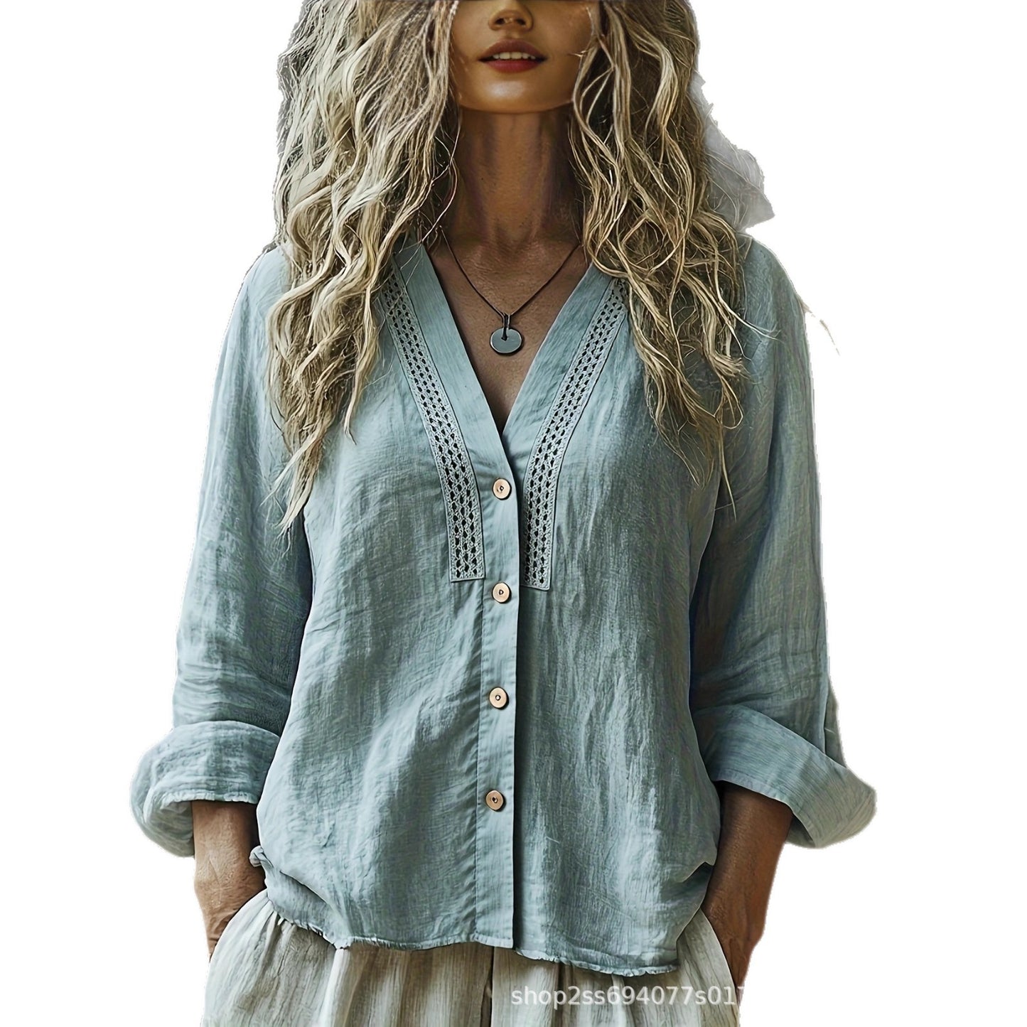 V-Neck Linen Shirt