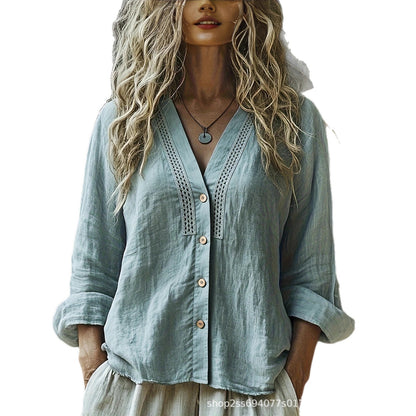 V-Neck Linen Shirt