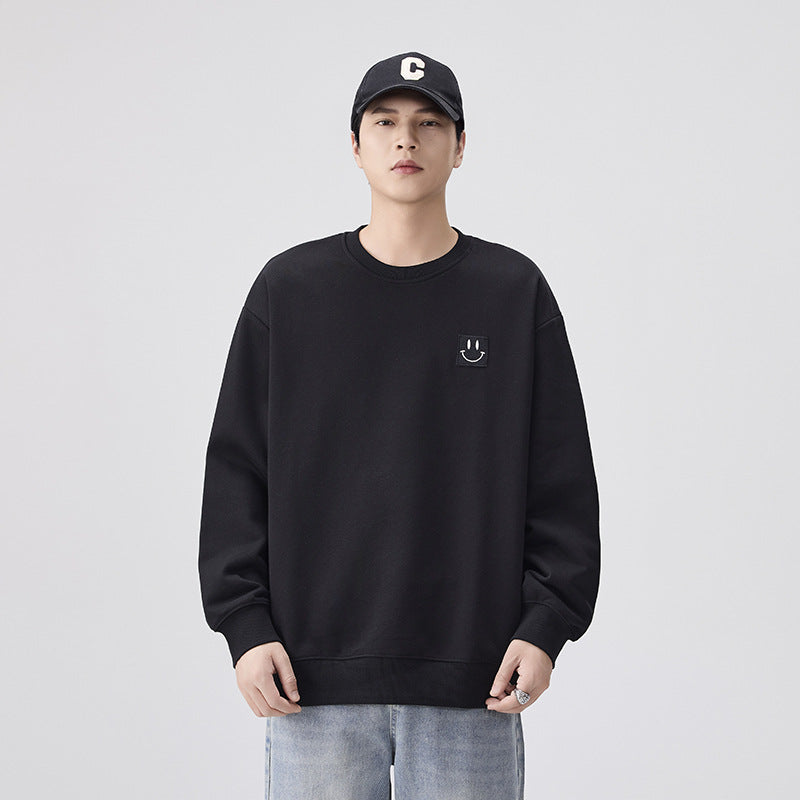 Men's Black Embroidered Crew Neck Sweatshirt