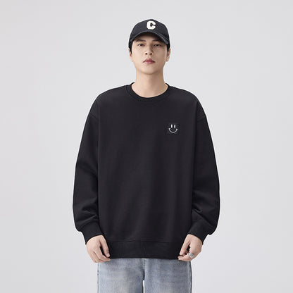 Men's Black Embroidered Crew Neck Sweatshirt