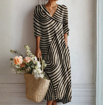Lady's Linen Long-sleeved Dress