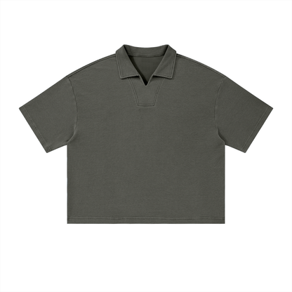 Unisex Vintage Wash Waffle Boxy Polo Shirt