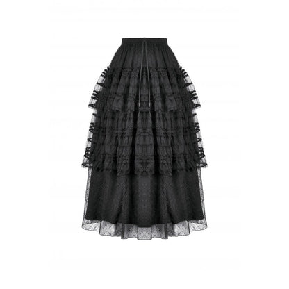 Jupe gothique en velours et dentelle Morticia Dark in Love noire
