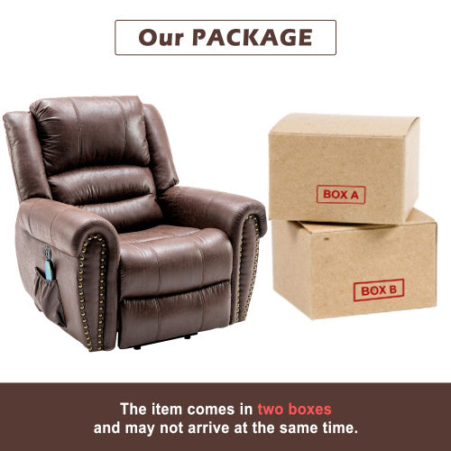 Large Power Lift Recliner Chairs With Massage And Heat For Elderly Big People, Massage Chair Heavy Duty Electric Faux Leather Reclining Chairs With USB Port And 2 Side Pockets