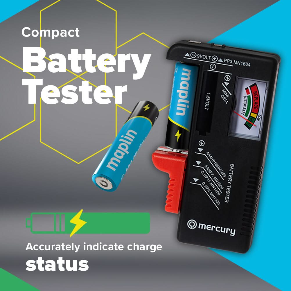 Maplin 40x AA LR6 7 Year Shelf Life High Performance 1.5V Alkaline Batteries with Universal Battery Tester