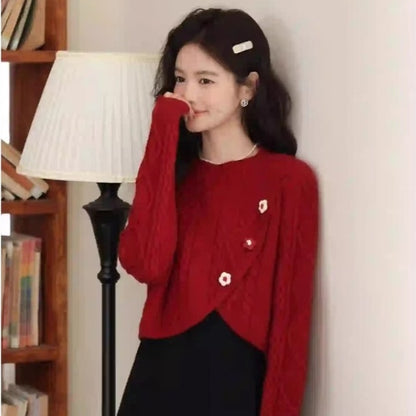 Knitwear With Suspenders Two-piece Set