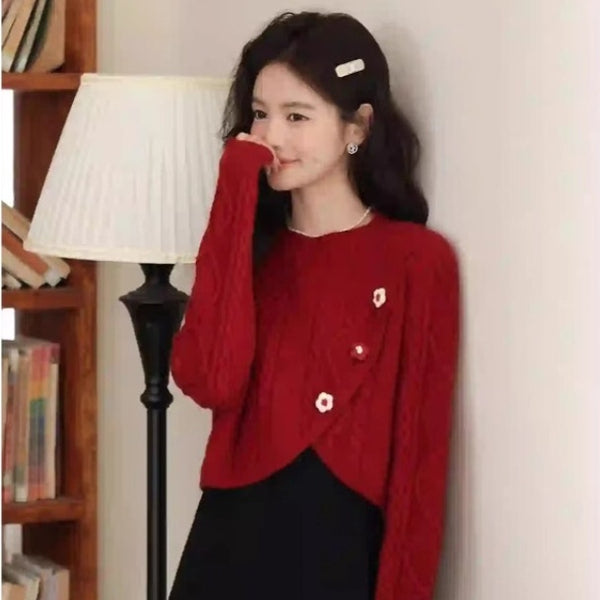 Knitwear With Suspenders Two-piece Set