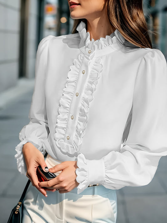 Stand-up Collar Long-sleeved Shirt
