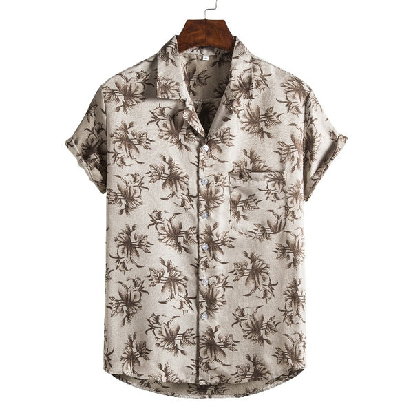 Men's Printed Short-Sleeve Beach Shirt