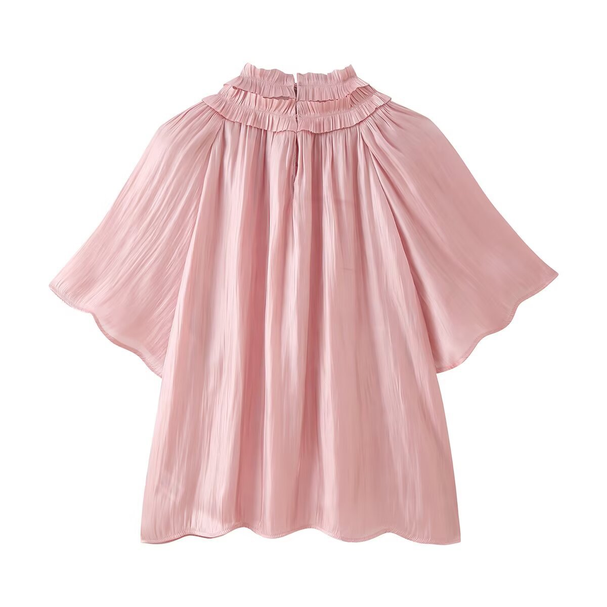 stand up collar short sleeved shirt for women