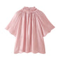 stand up collar short sleeved shirt for women
