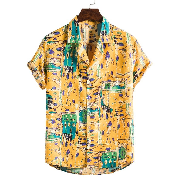 Men's Printed Short-Sleeve Beach Shirt