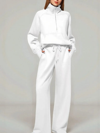 Half Zip Long Sleeve Top and Pants Set