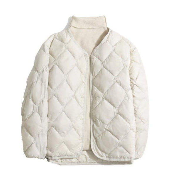 Manteau col en V en duvet de canard avec diamants pour femmes