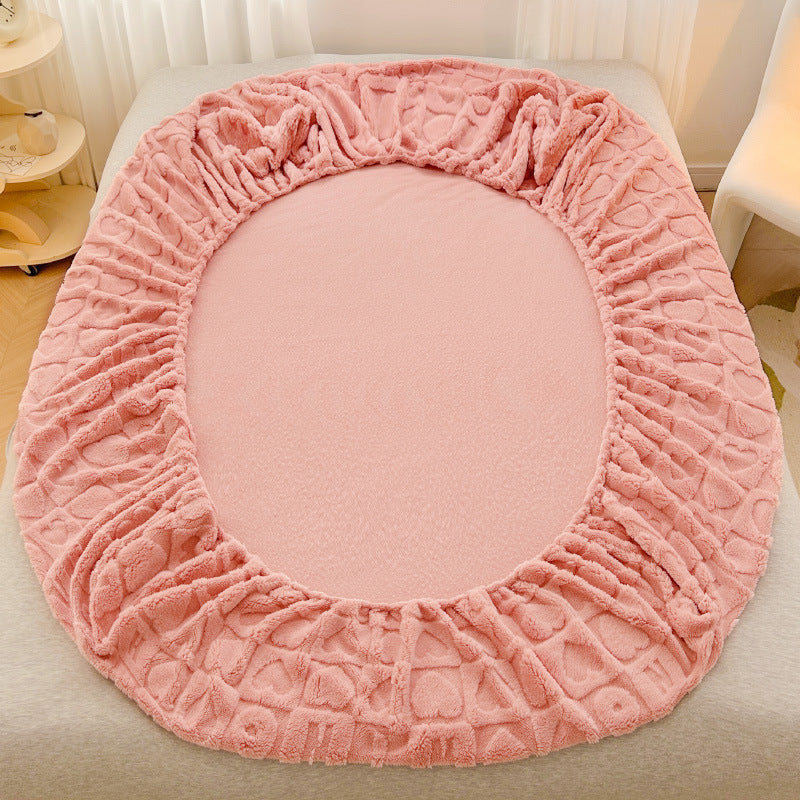 Milk Fiber Fitted Sheet Solid Color Tower Velvet Three-dimensional Carved