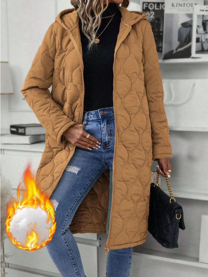 Zipper Fly Hooded Padded Coat