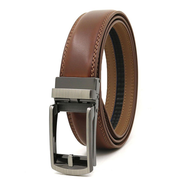 Men's automatic buckle two-layer cowhide leather belt ﻿