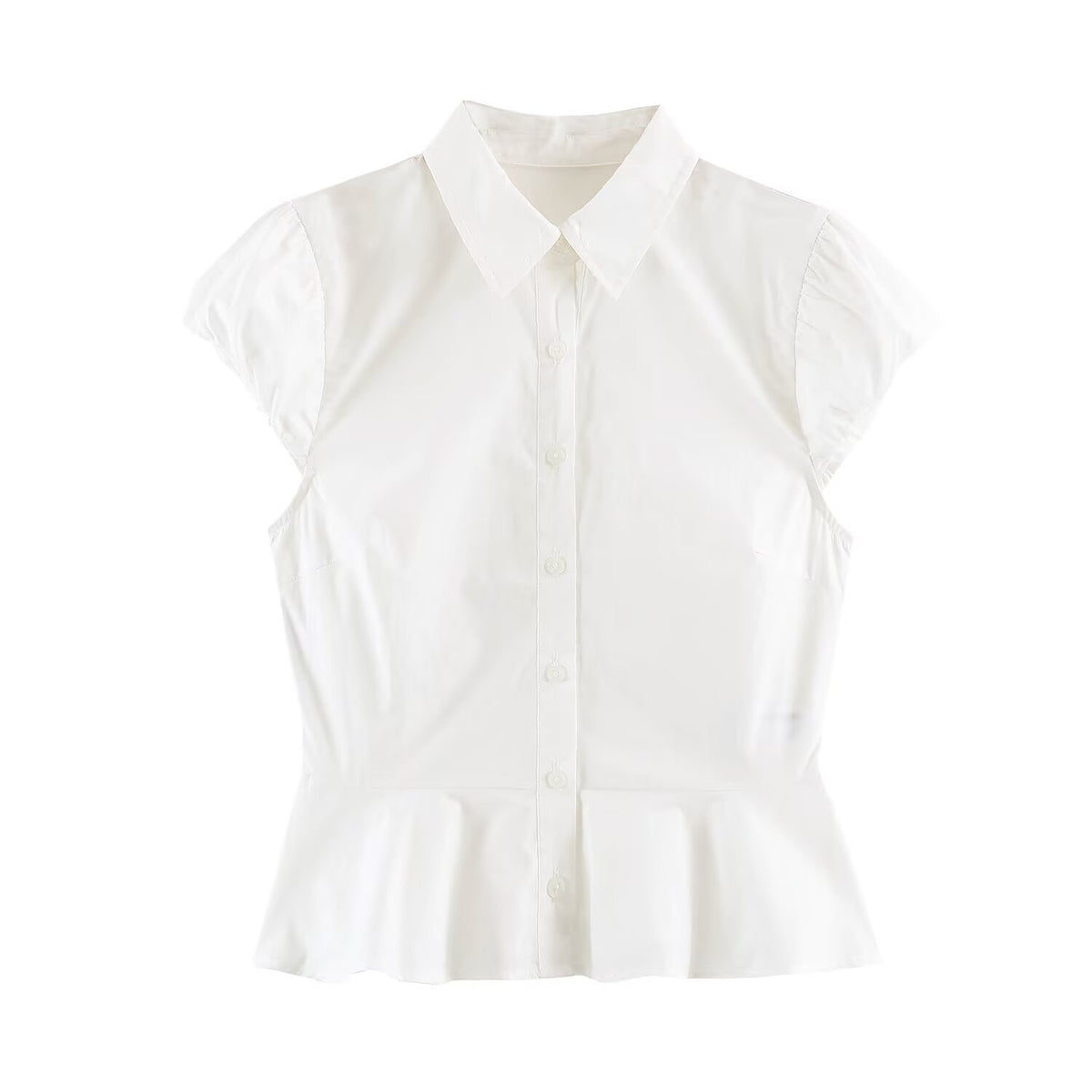 Single breasted striped ruffle edge shirt for women