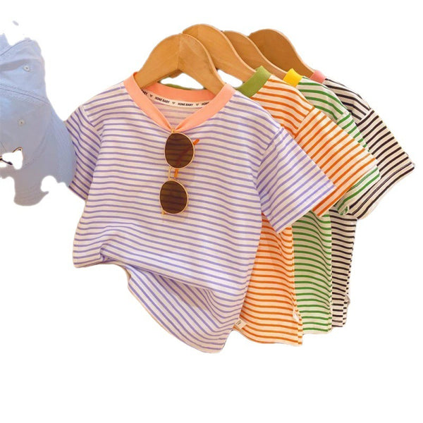 Contrast Color Striped Little Women's Baby Top - Stuffs & Savers