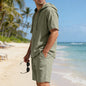 Men's Linen Hooded Casual Set - Loose & Breathable