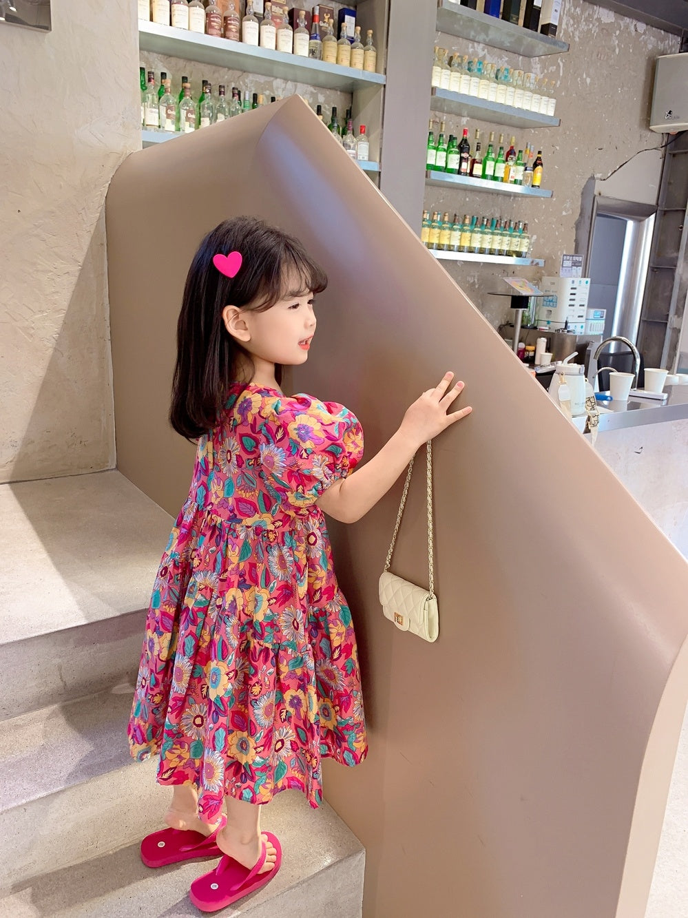 Girls' Floral Dress Short Sleeve