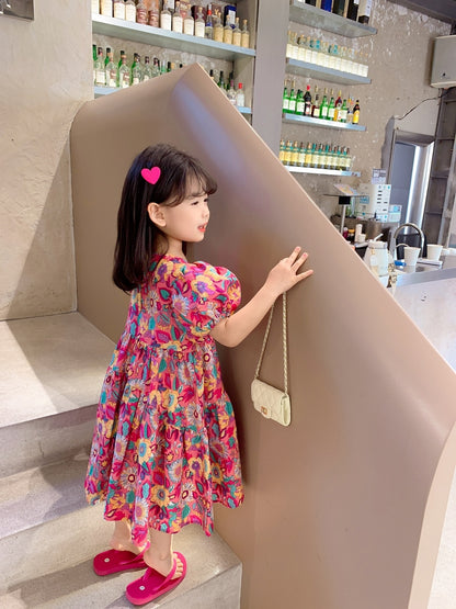 Girls' Floral Dress Short Sleeve