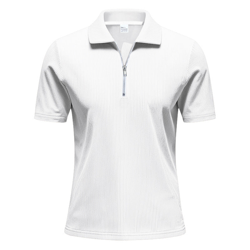 Men's Corduroy Half-Zip Polo Shirt - Short Sleeve
