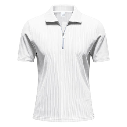 Men's Corduroy Half-Zip Polo Shirt - Short Sleeve