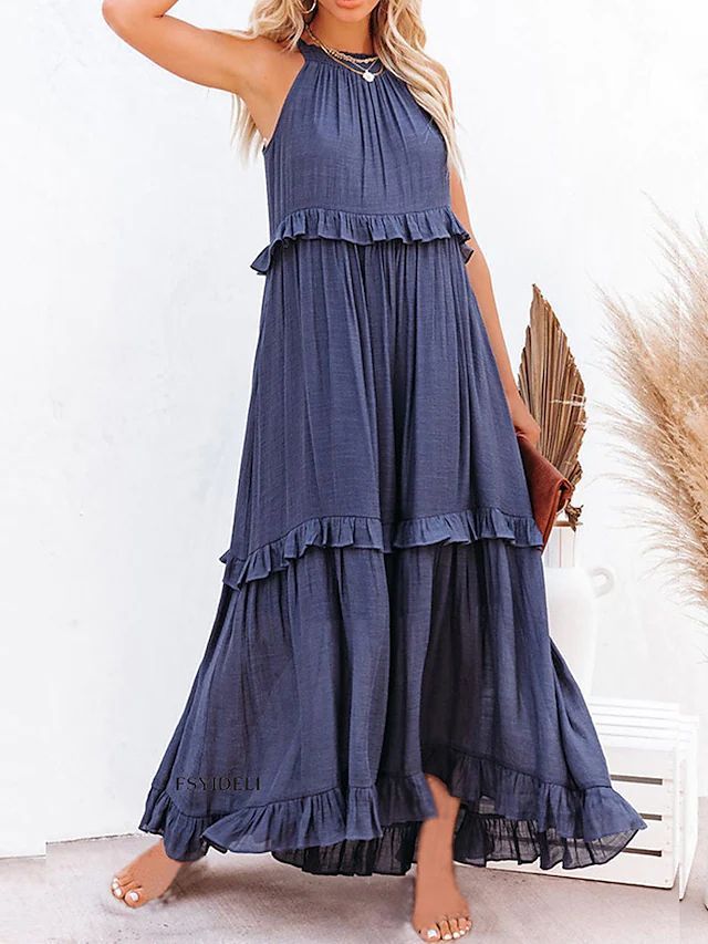 Womens Halter Neck Long Dresses