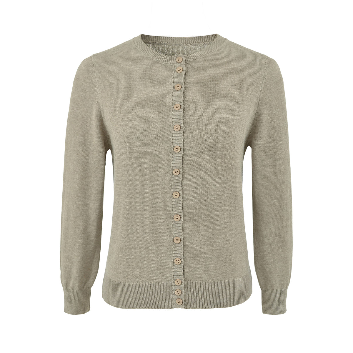 Round Neck Cropped Knit Cardigan