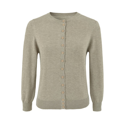 Round Neck Cropped Knit Cardigan