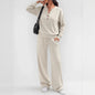 Loose long sleeve top and wide leg pants two piece set - view 1