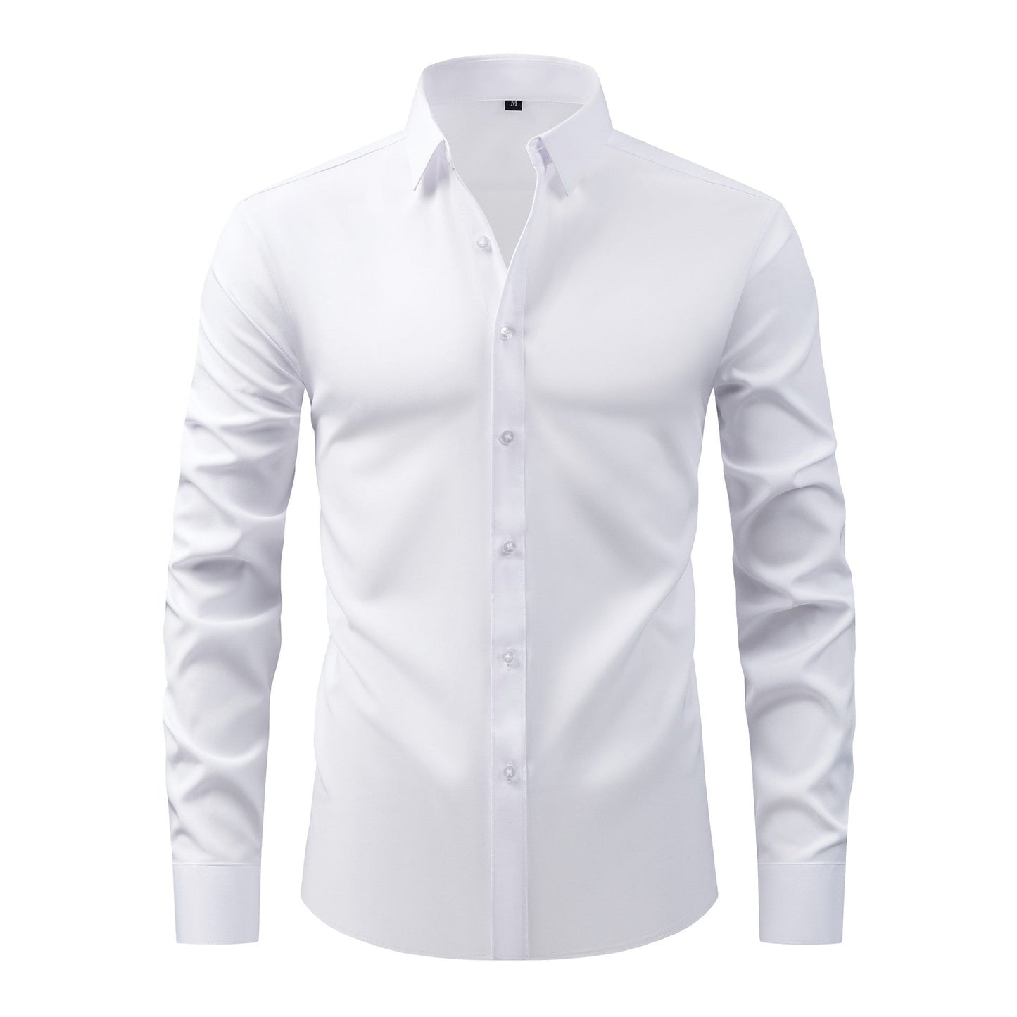 Full Elastic Force Natural Color Button Men's Plus Size Shirt