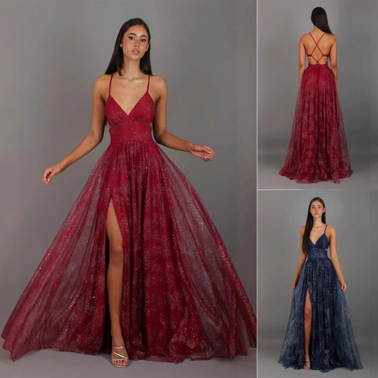 Women's High Waist Flared Hem Split Maxi Dress