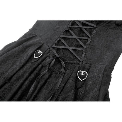 Dark in Love Mortalis Lace-Up Goth Dress in Black