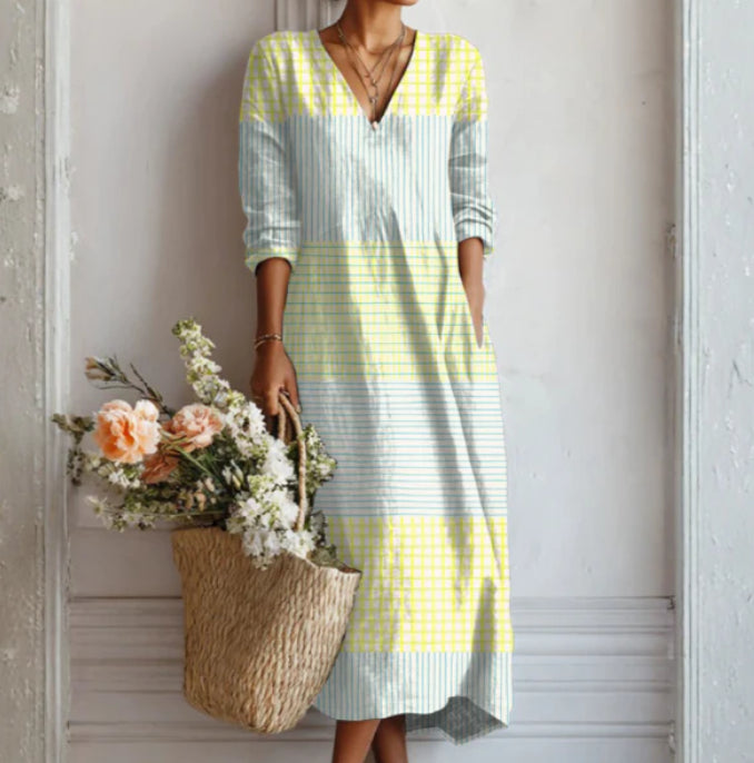 Lady's Linen Long-sleeved Dress