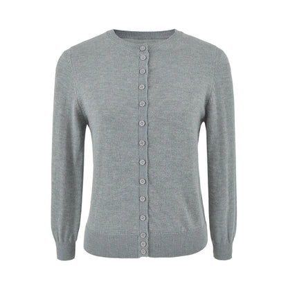 Round Neck Cropped Knit Cardigan