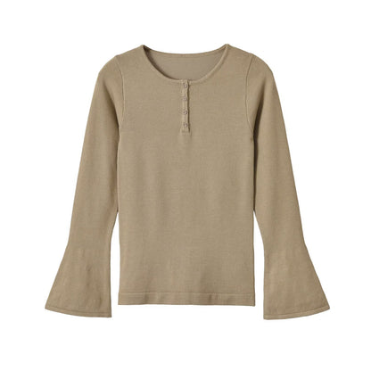 Horn long sleeved round neck knitted sweater