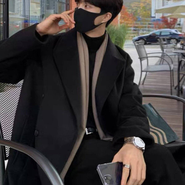 Double Breasted Woolen Trench Coat Thickened