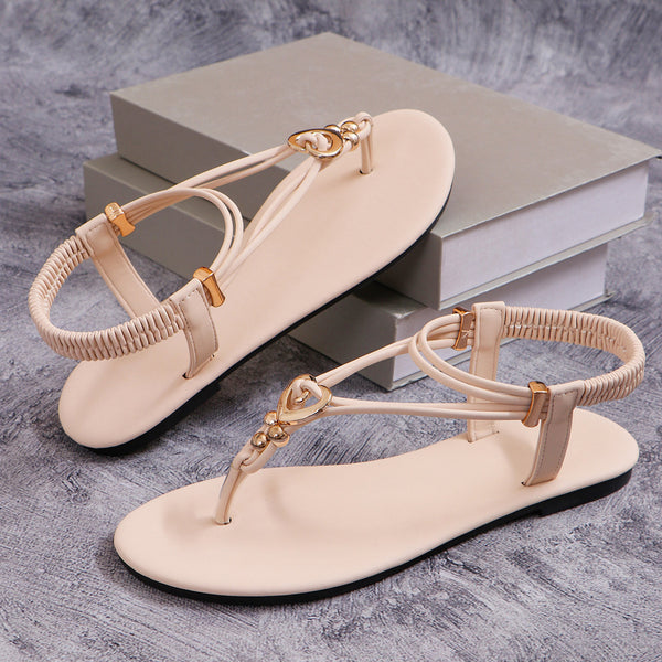Womens Flat Flip-toe Beach Plus Size Rhinestone Sandals